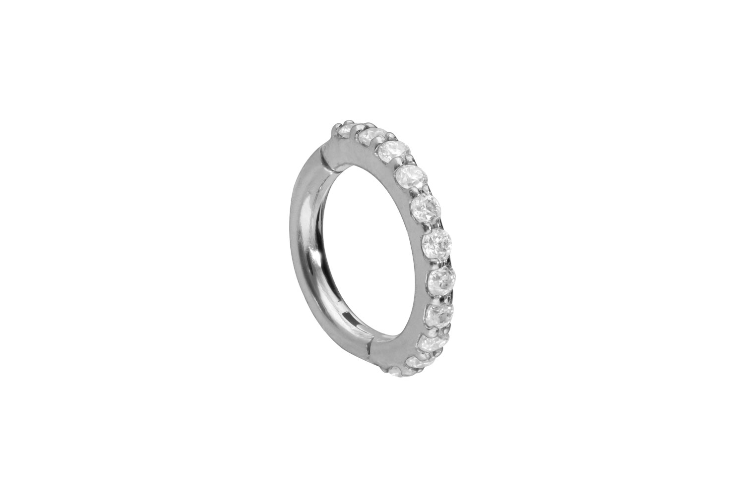 14/18 Karat Gold Segmentring Clicker Piercing EINGEFASSTE MOISSANITE